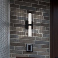 Quintiesse LED-utomhusvägglampa FAYTON, svart, höjd 36 cm metall IP44