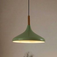 ROYALTECH Chris hanging light, mint green/white, Ø 35 cm, metal, wood detail