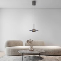 PURE LED pendant light Vitrum, grey, glass/aluminium, Ø 22 cm