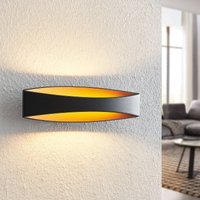 Arcchio LED wall light Jelle, 44 cm, black/gold, up/down