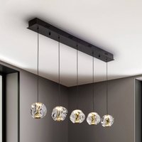 Schuller Valencia Suspension LED Zaria, à 5 lampes, noir, transparent, métal, acrylique