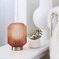 Beacon Lighting Beacon table lamp Clancy, pink glass shade, height 17 cm