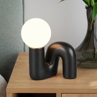 Reality Leuchten Bordslampa Quinn, svart, höjd 22 cm, keramik/glas, G9