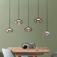 SCHÖNER WOHNEN LED hanging light Sia, 5-bulb, smoke grey, 3,000 K