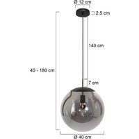 Steinhauer Bollique pendant light, black, Ø 40 cm, glass, 1-bulb, ball