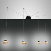 Fabas Luce LED hanging light Arabella, 4-bulb, black/amber