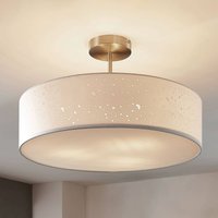 Lindby taklampa Umma, distans, vit, tyg, Ø 50 cm, E27