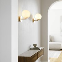 DFTP by Nordlux Vägglampa Shapes med glasskärm, vit/mässing