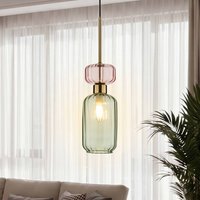 Milagro Lighting Molly pendant light, green/gold, 1-bulb, glass, Ø 12 cm