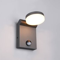Trio Lighting LED-utomhusvägglampa Adour, antracit, sensor, tiltbar, CCT