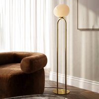 DFTP by Nordlux Shapes floor lamp, glass lampshade, white/brass