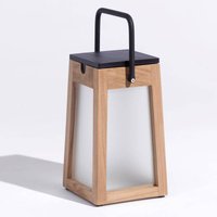 Les Jardins LED-solcellslykta Tecka bärbar, teak 25 cm