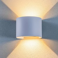 Lindby LED utomhusvägglampa Nivar, rund, vit, metall, IP54