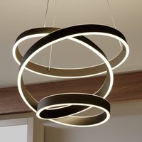 Lindby, suspension LED Olada, noir, métal, Ø 51 cm