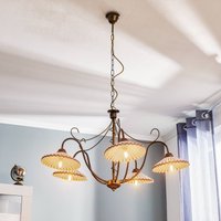 ONLI Rosina pendant light, 5-bulb, light pink/bronze