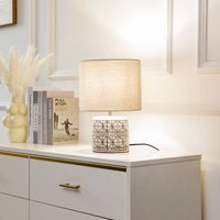 Lucande bordslampa Thalorin, 36,5 cm, svart/vit, keramik