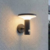 PRIOS Kalen LED solar wall light, 17 cm, black, with sensor