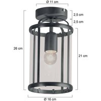 Steinhauer Pimpernel taklampa, svart, metall, glas