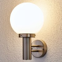 Lindby Nada outdoor wall lamp, stainless steel, glass, 32 cm high, E27