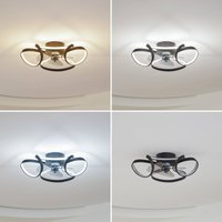 Lindby Ventilateur de plafond LED Lomata, noir, silencieux, Ø 23 cm