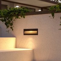 Lucande LED-vägginbyggnadslampa Loya, 23 x 8 cm, grå, IP54