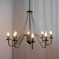 HELam Lustre Malbo, noir, métal, à 8 lampes, E14