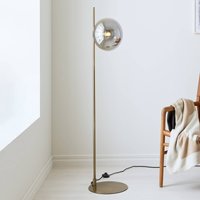 Markslöjd Dione floor lamp, brass/smoke grey, glass, iron