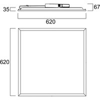 Sylvania QUANTUM white recessed LED panel, 62x62 cm, on/off, 26 W, UGR19, IP54
