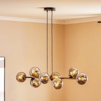 EMIBIG LIGHTING Hänglampa Glassy, 8 lampor, svart, grafit, glas, E14