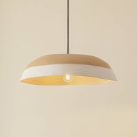 Lindby hänglampa Caliva, Ø 60 cm, beige/vit, hampasnöre