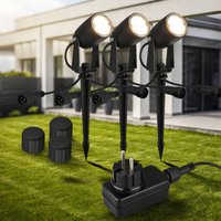 Briloner Spot LED à piquer dans le sol 3927035 Kit de démarrage 3 pièces, 12 V, noir Ø 4