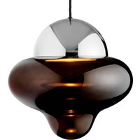 DESIGN BY US Nutty XL LED pendant light, brown/chrome, Ø 30 cm