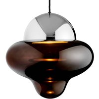 DESIGN BY US LED-pendellampa Nutty XL, brun / kromfärgad, Ø 30 cm