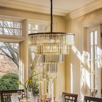 Nowodvorski Lighting Hänglampa Cristal, transparent/svart, Ø 71 cm