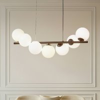 Lucande pendellampa Isandro, svart / opal, 7-ljus