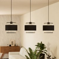 EGLO Bazely pendant light, black, 3-bulb.