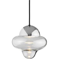 DESIGN BY US Nutty LED-pendellampa, klar / kromfärgad, Ø 18,5 cm, glas
