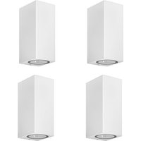 Prios utomhusvägglampa Tetje, vit, kantig, 16 cm, set om 4