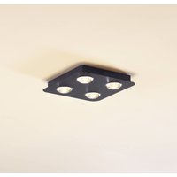 Plafonnier Lindby Jyla, noir mat, 25 x 25 cm, à 4 lampes.