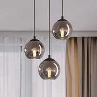 EGLO Ariscani pendant light, smoke grey, Ø 43 cm, 3-bulb, glass, E27