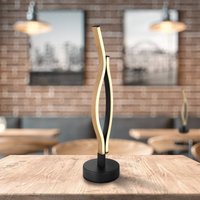 Globo LED-bordslampa Geronimo, höjd 47 cm, svart/träimitation