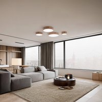 TEMAR LIGHTING Cleo DR800 ceiling light, oak wood, Ø 80 cm, 6-bulb, E27