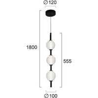 Viokef LED-hänglampa Abeona, Ø 10 cm, svart, metall/glas, 3 lampor