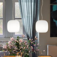 Casablanca Murea hanging light, white, glass, 2-bulb, 25 cm, E27