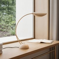 Lucande Rivera table lamp, beige, metal, stone, 51 cm, G9