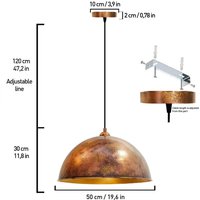 ROYALTECH Casimir hänglampa, brännlackerad koppar, Ø 50 cm, metall, E27