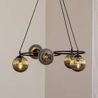EMIBIG LIGHTING Libra vardagsrumslampa, rökgrå/svart, Ø 70 cm, 5 lampor.