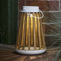 STAR TRADING Catania LED solar table lamp made of birch wood