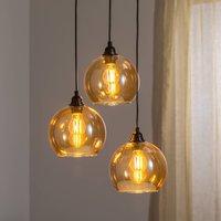 Opviq Hanging light Gold 021 3-bulb rondel glass Ø20cm