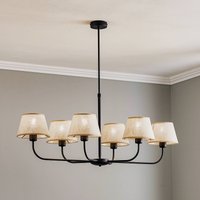 TK Lighting Chicago chandelier, linen shades, 6-bulb